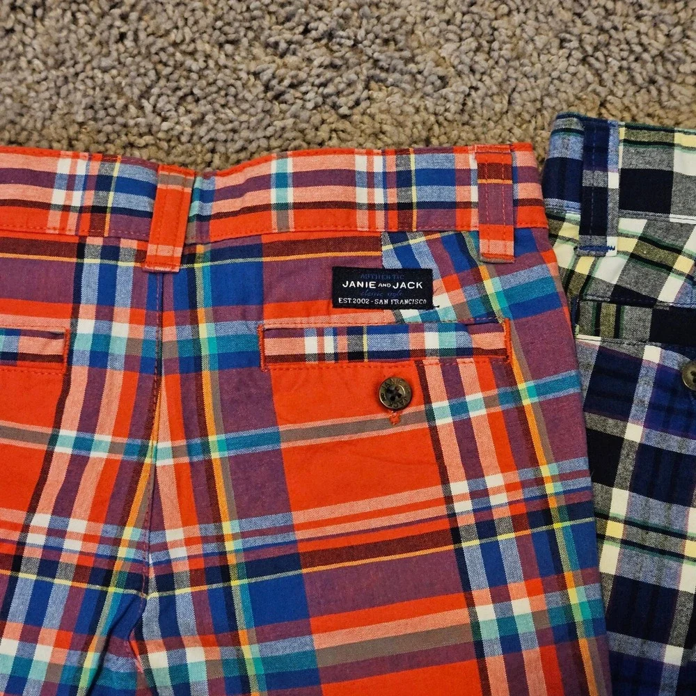 Janie and‎ Jack Plaid Shorts Kids Size 3 Lot of 2 Plaid Chino New Preppy Classic